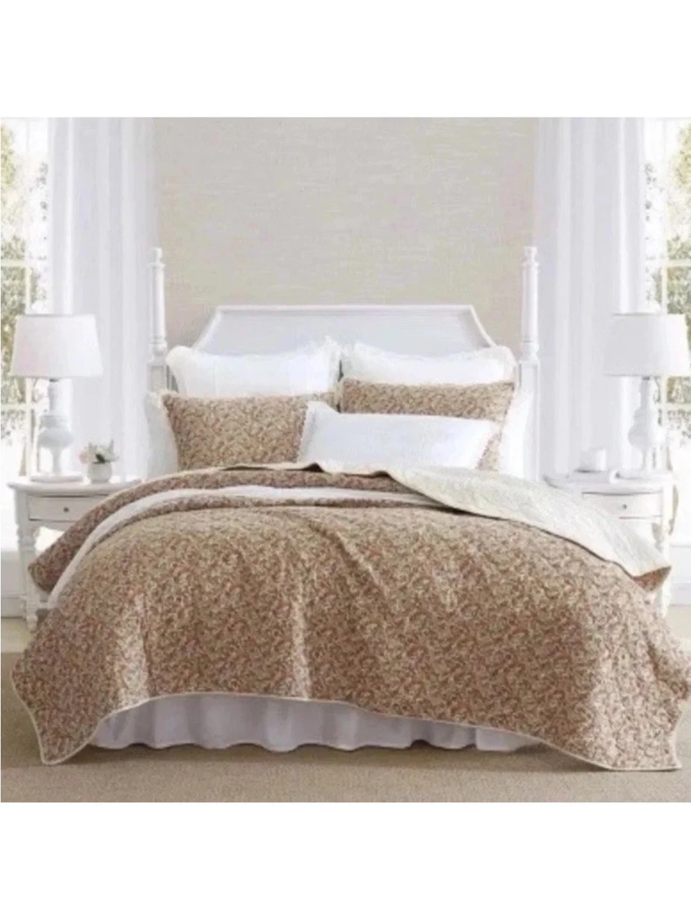 Laura Ashley ~ Full/Queen Loveston 3pc Quilt Set ~ 100% Cotton ~Reversible